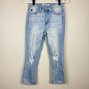 Kancan Jeans High Rise Distressed Skinny Capri Denim Light Wash Women 26 KC5019L